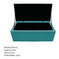 Calçadeira Baú Mel 90 Cm Solteiro com Capitonê Azul Turquesa - 5
