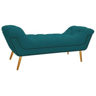 Calçadeira estofada Veneza 160 Cm Queen Size Azul Turquesa