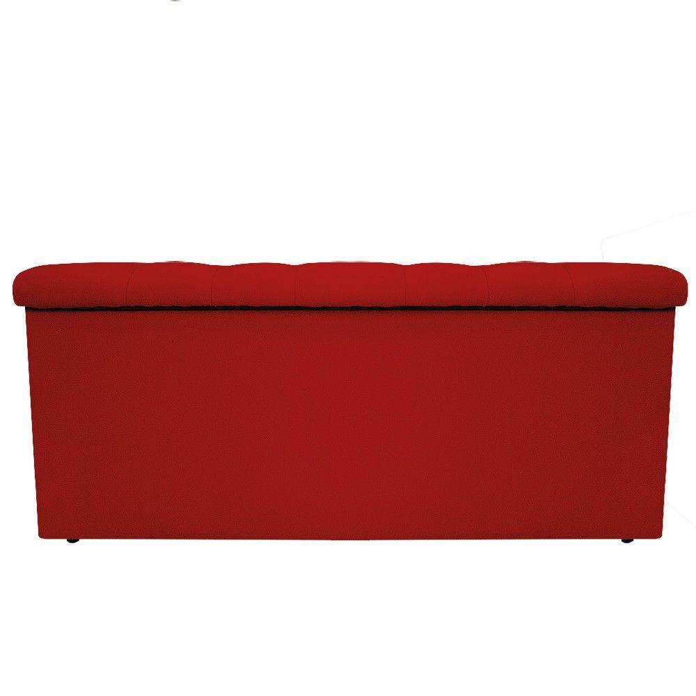 Calçadeira Baú Mel 90 Cm Solteiro com Capitonê Vermelho - 4