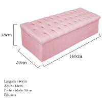 Calçadeira Baú Mel 140Cm Casal com Capitonê Suede Rosa Bebê - 3