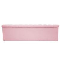 Calçadeira Baú Mel 140Cm Casal com Capitonê Suede Rosa Bebê