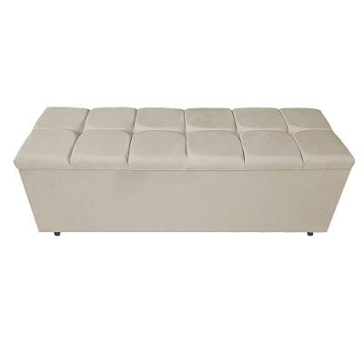 Calçadeira Estofada Manchester 160 Cm Queen Size Suede Bege