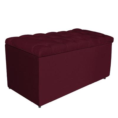 Calçadeira estofada 90 Cm Solteiro Suede Bordô