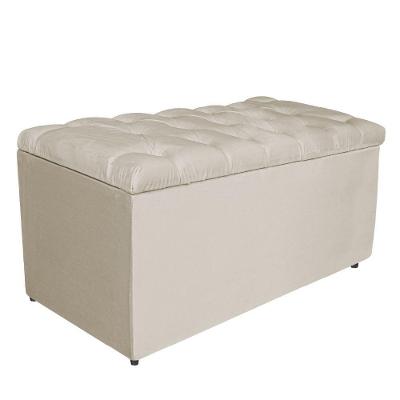 Calçadeira estofada 90 Cm Solteiro Suede Bege