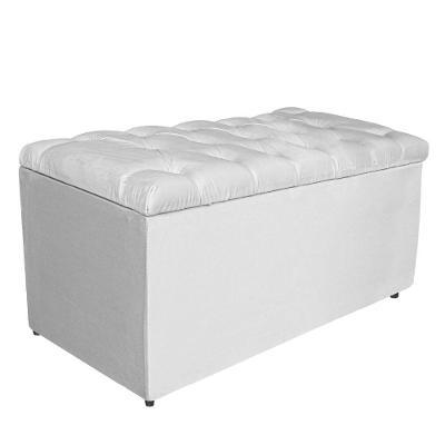Calçadeira estofada 90 Cm Solteiro Suede Branco