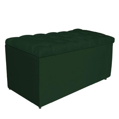 Calçadeira Estofada Liverpool 90cm Solteiro Suede Verde