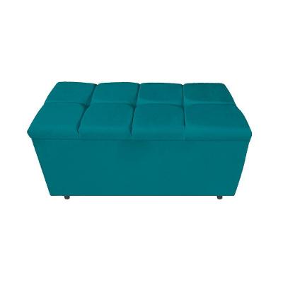 Calçadeira Estofada Manchester 90 Cm Solteiro Suede Azul