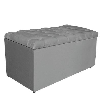 Calçadeira estofada 90 Cm Solteiro Suede Cinza