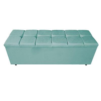 Calçadeira Estofada Manchester 160 Cm Queen Size Suede Azul