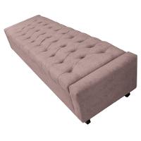 Calçadeira Baú Casal Everest P02 140cm Para Cama Box Linho - Doce Sonho Móveis Rosê - 9