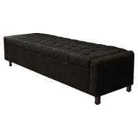 Calçadeira Baú Casal Everest P02 140cm Para Cama Box Suede - Doce Sonho Móveis Preto - 1