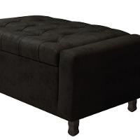 Calçadeira Baú Casal Everest P02 140cm Para Cama Box Suede - Doce Sonho Móveis Preto - 5