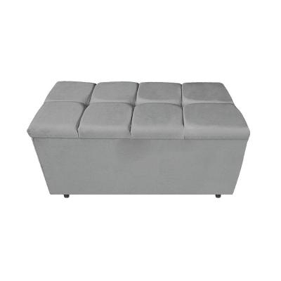 Calçadeira Estofada Manchester 90 Cm Solteiro Suede Cinza