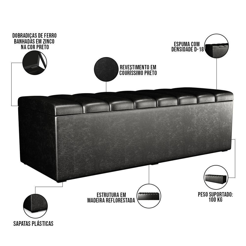 Calçadeira Recamier Baú Casal Queen 160X50 Cm Preto - 5