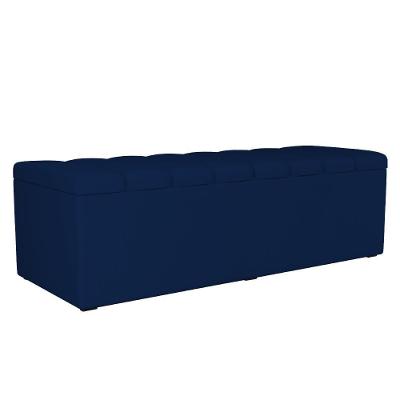 Calçadeira Recamier Baú Casal Queen 160X50 Cm Azul Marinho