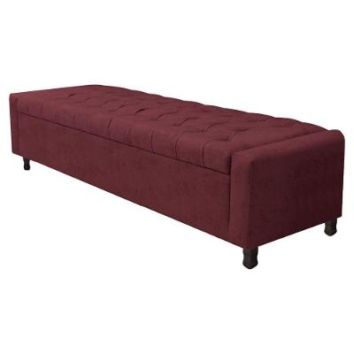 Calçadeira Baú King Everest P02 195 Cm Para Cama Box Suede - Amarena Móveis Bordô