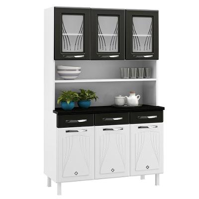 Armário De Cozinha De Aço Kit Triplo Telasul Preto Star New