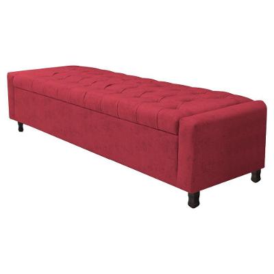 Calçadeira Baú Casal Everest P02 140 Cm Para Cama Box Suede - Amarena Móveis Vermelho