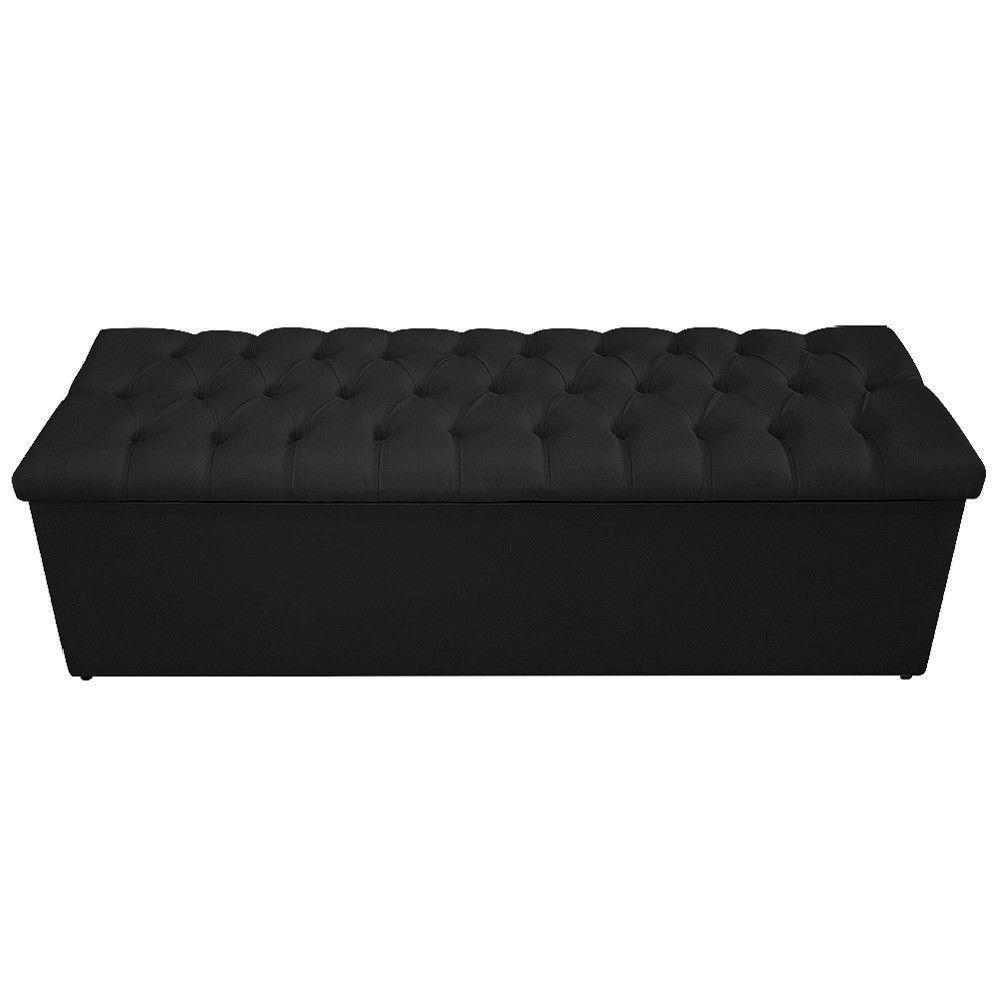 Calçadeira Baú Mel 160Cm Queen Size Com Capitonê Suede Preto - 4