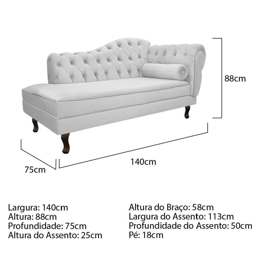 Recamier Diana 140cm Lado Esquerdo Suede Branco - 4