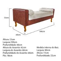 Recamier Félix Solteiro 100cm Corano Nozes e Linho Bege