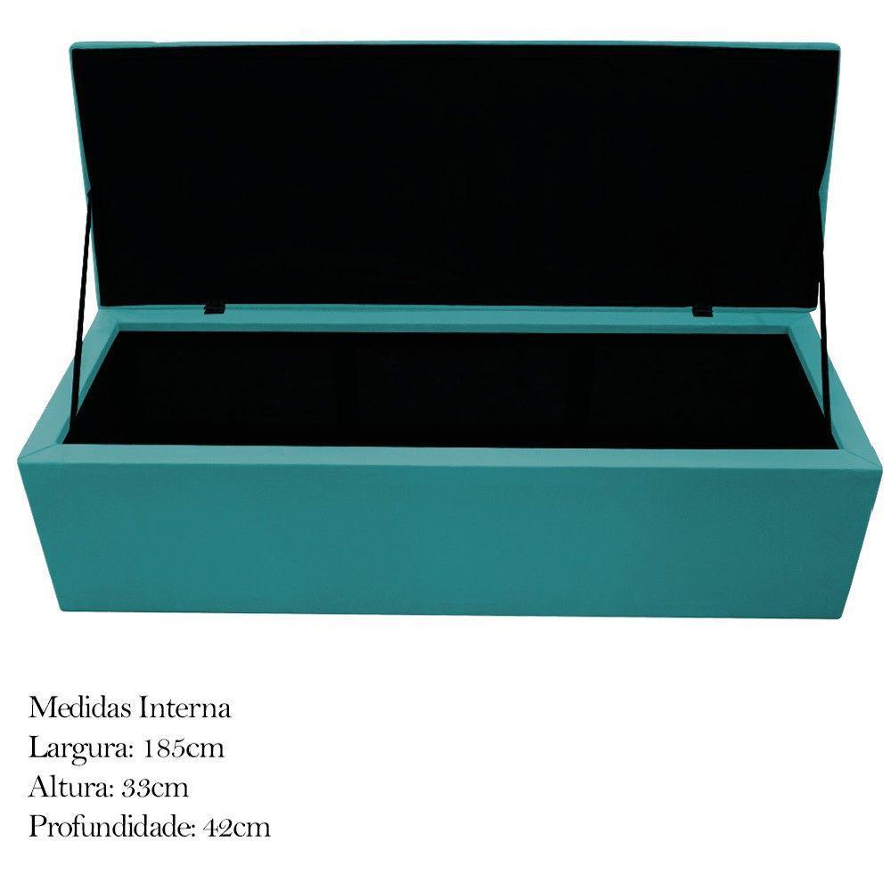 Calçadeira Baú Mel 195 Cm King Size Suede Azul Turquesa - 4