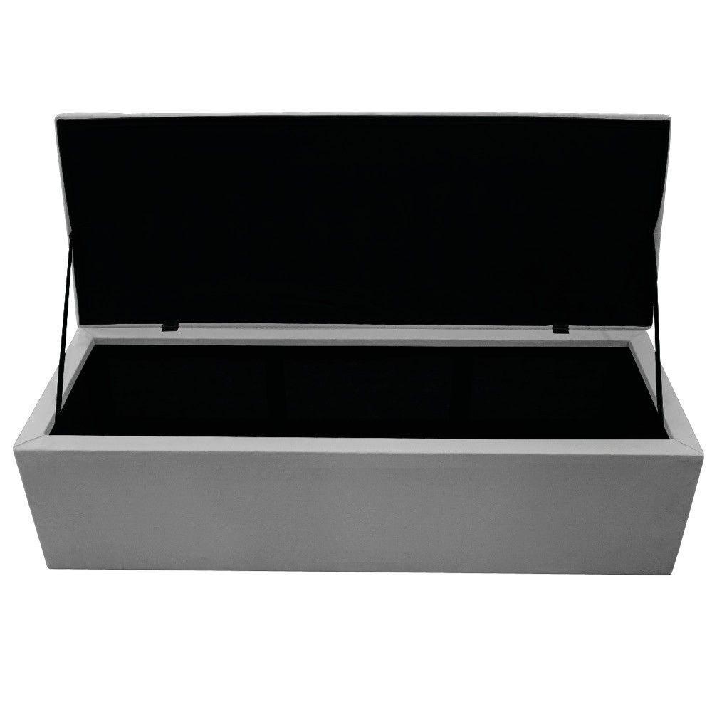 Calçadeira Baú Mel 195 Cm King Size Com Capitonê Suede Cinza - 6