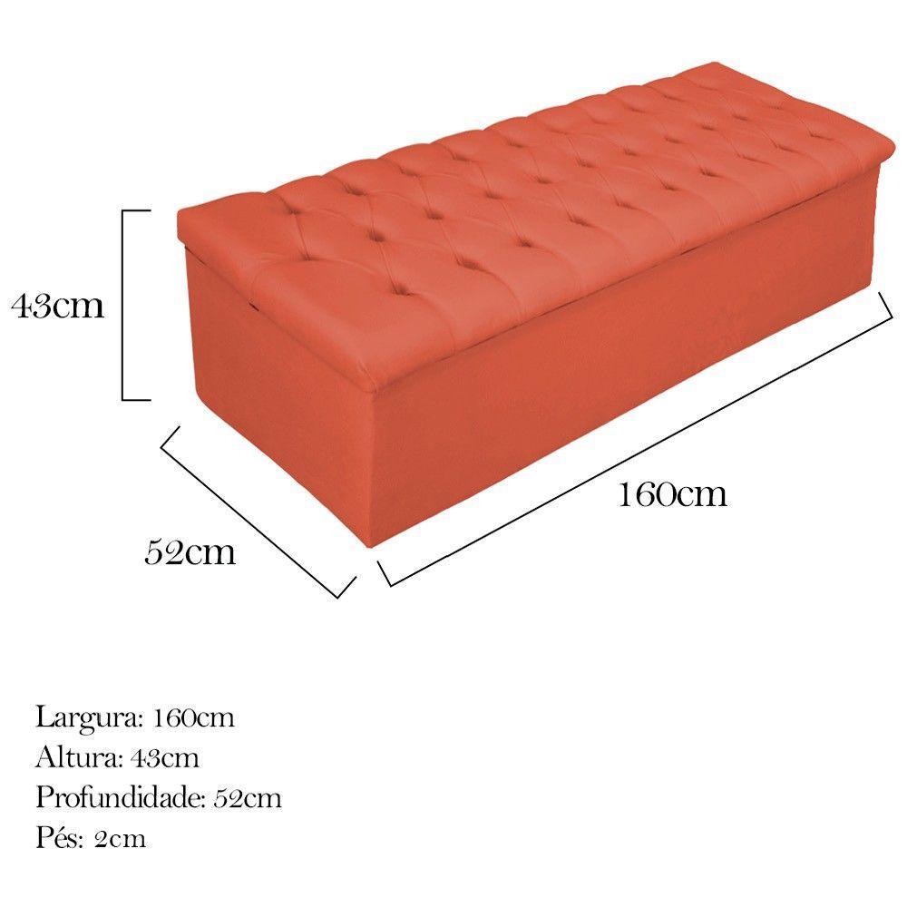Calçadeira Baú Mel 160 Cm Queen Size Com Capitonê Terracota - 3