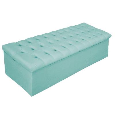 Calçadeira Baú Mel 160 Cm Queen Size Suede Azul Tiffany