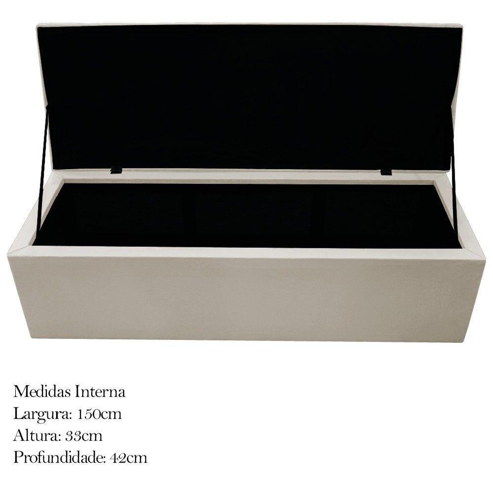 Calçadeira Baú Mel 160 Cm Queen Size Com Capitonê Suede Bege - 4