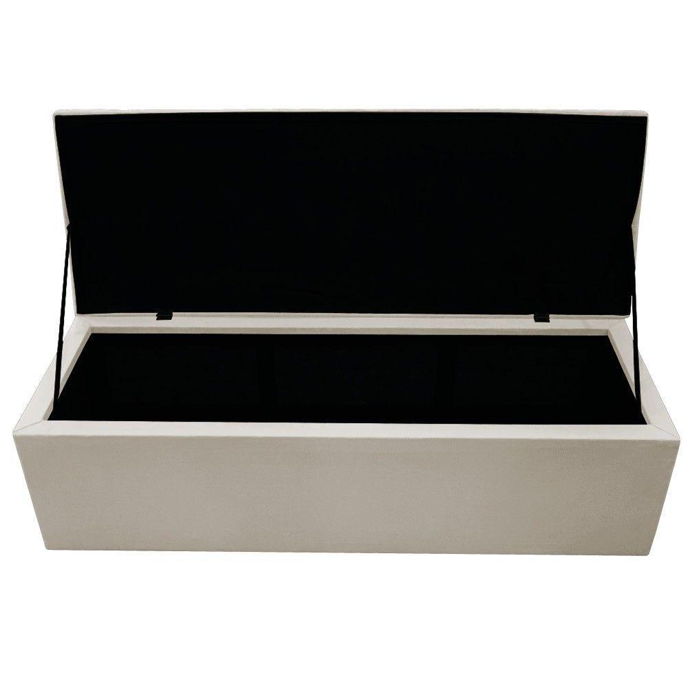 Calçadeira Baú Mel 160 Cm Queen Size Com Capitonê Suede Bege - 6
