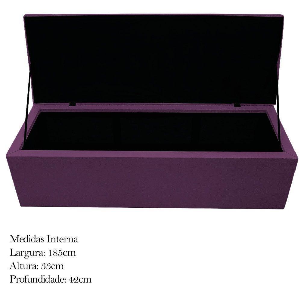 Calçadeira Baú Mel 195 Cm King Size Com Capitonê Suede Roxo - 4