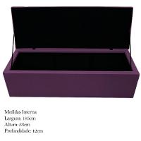 Calçadeira Baú Mel 195 Cm King Size Com Capitonê Suede Roxo