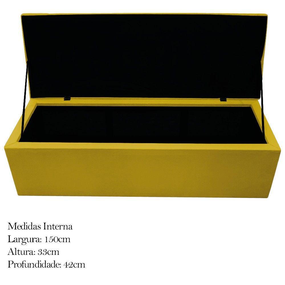 Calçadeira Baú Mel 160 Cm Queen Size Com Capitonê Amarelo - 5