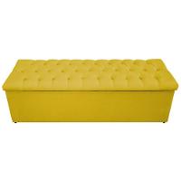 Calçadeira Baú Mel 160 Cm Queen Size Com Capitonê Amarelo