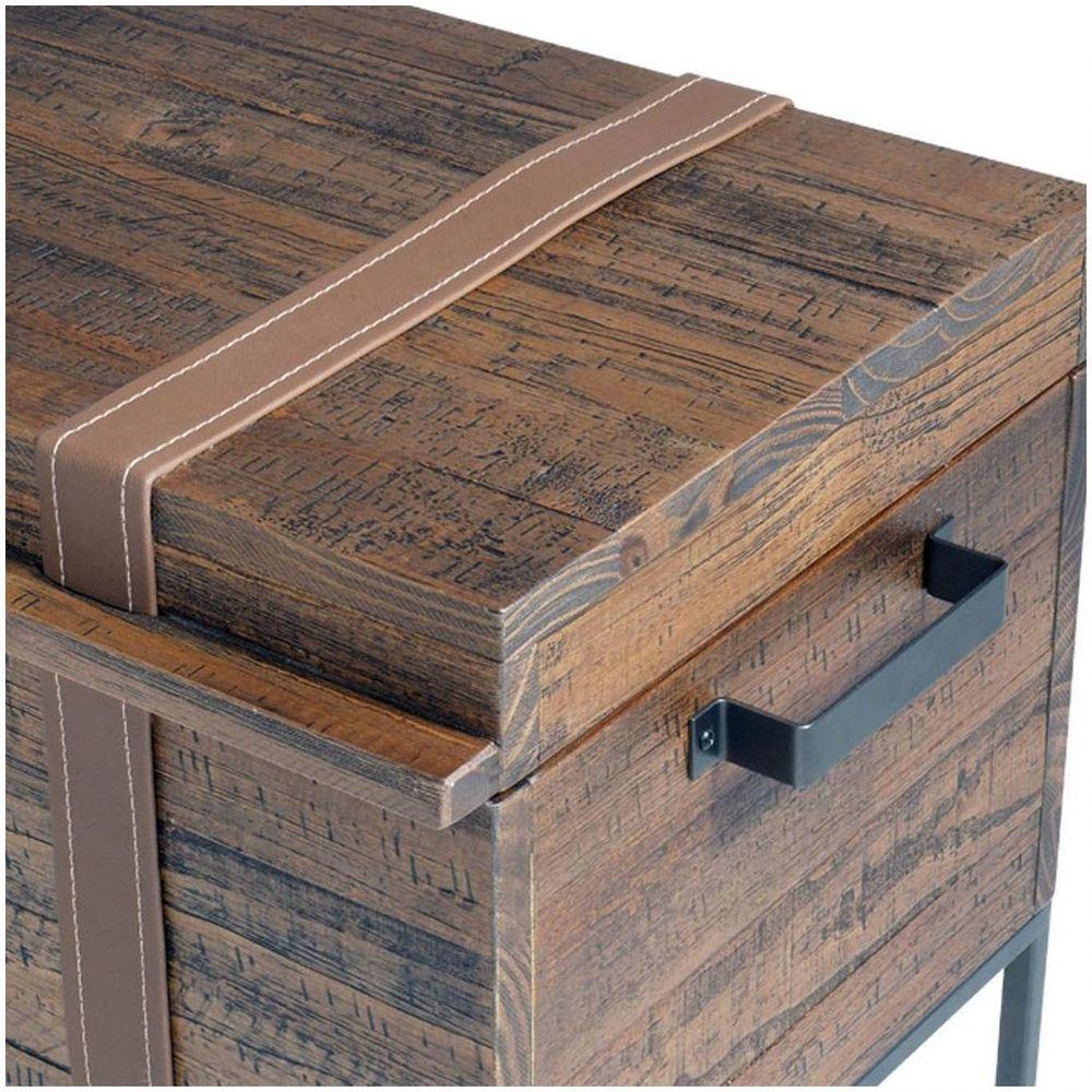Baú Decorativo para Sala de Estar Quarto Teneci Grafite Madeira Maciça Rustic Brown Gran Belo - 7