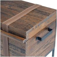 Baú Decorativo para Sala de Estar Quarto Teneci Grafite Madeira Maciça Rustic Brown Gran Belo - 7