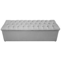 Calçadeira Baú Mel 160Cm Queen Size Com Capitonê Suede Cinza - 5