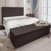 Kit Cabeceira e Calçadeira Baú Queen 1,60m Suede Marrom - 4