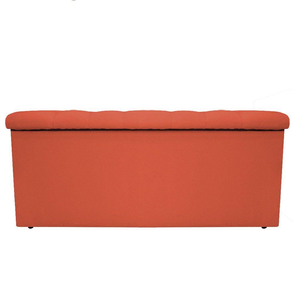 Calçadeira Baú Estofada Mel 90 Cm Solteiro Com Terracota - 2