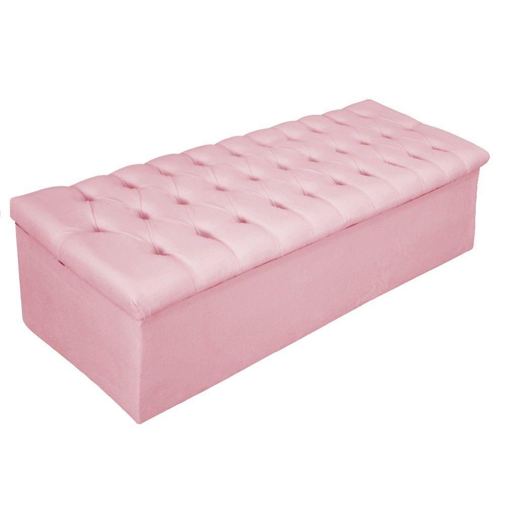 Calçadeira Baú Mel 160 Cm Queen Size Com Capitonê Rosa Bebê - 1