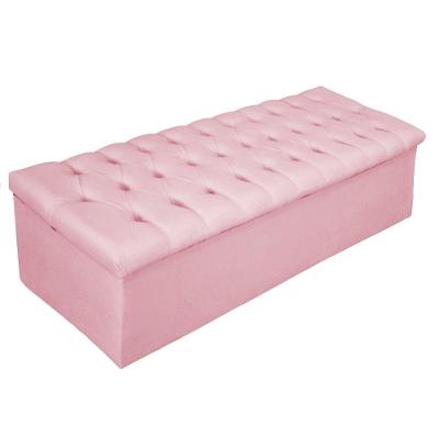Calçadeira Baú Mel 160 Cm Queen Size Com Capitonê Rosa Bebê