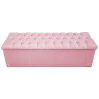 Calçadeira Baú Mel 160 Cm Queen Size Com Capitonê Rosa Bebê