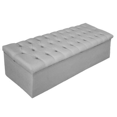Calçadeira Baú Estofada 140cm Casal Suede Cinza Adj Decor