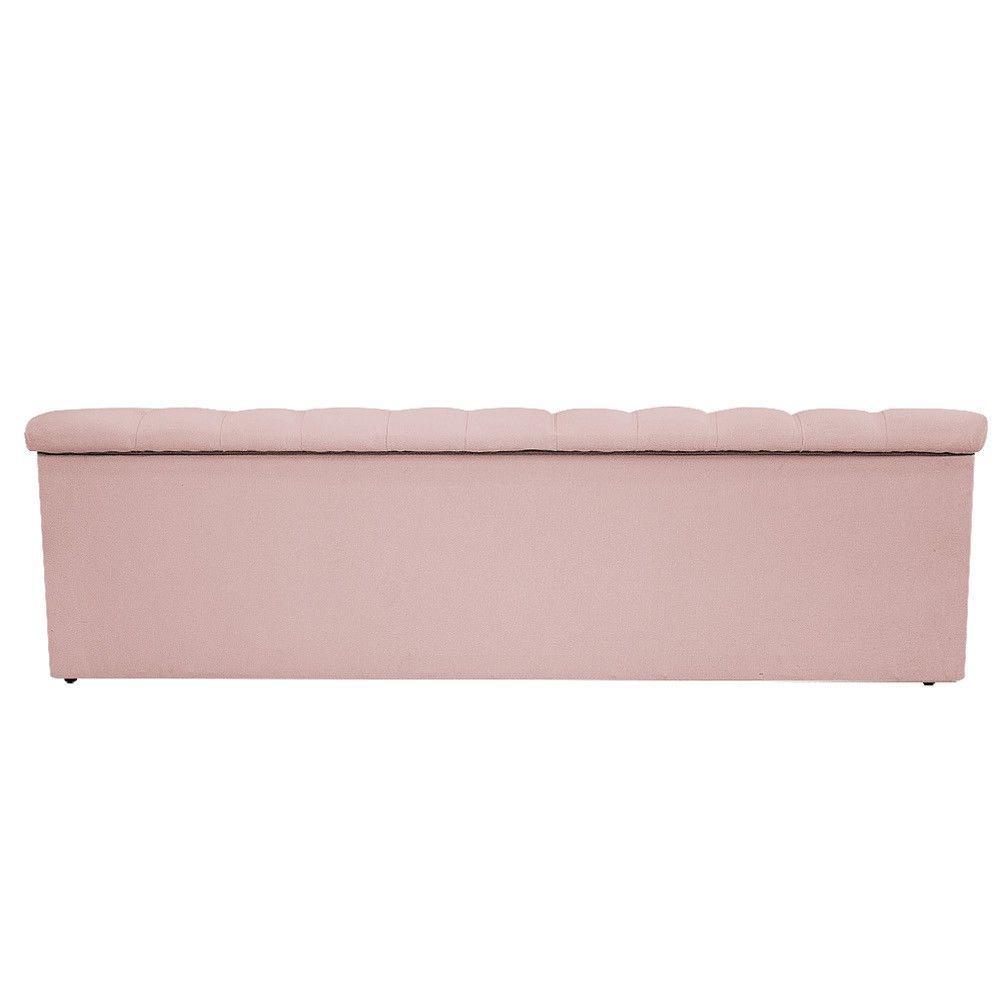 Calçadeira Baú Mel 160Cm Queen Size Com Capitonê Suede Rosê - 2