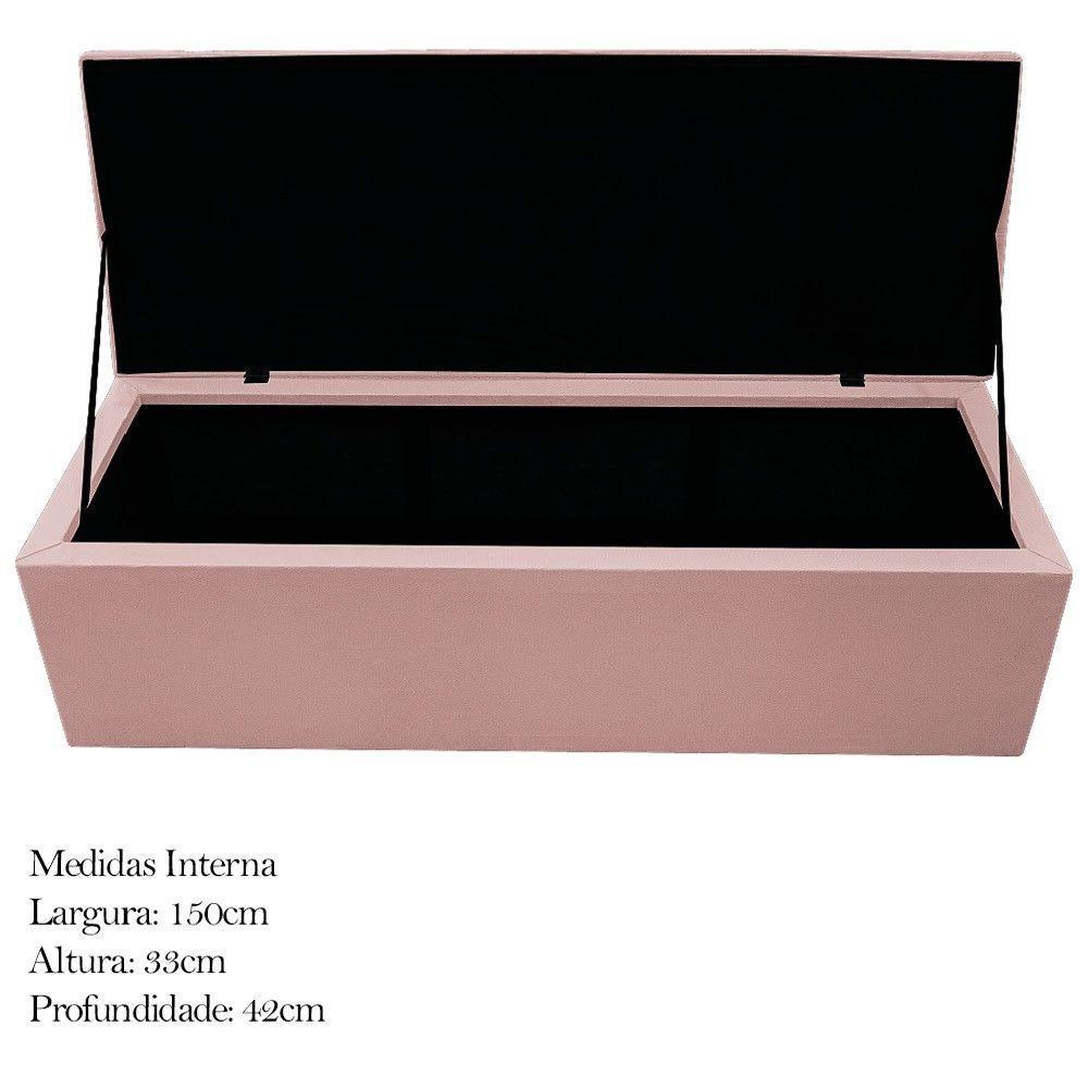 Calçadeira Baú Mel 160Cm Queen Size Com Capitonê Suede Rosê - 4