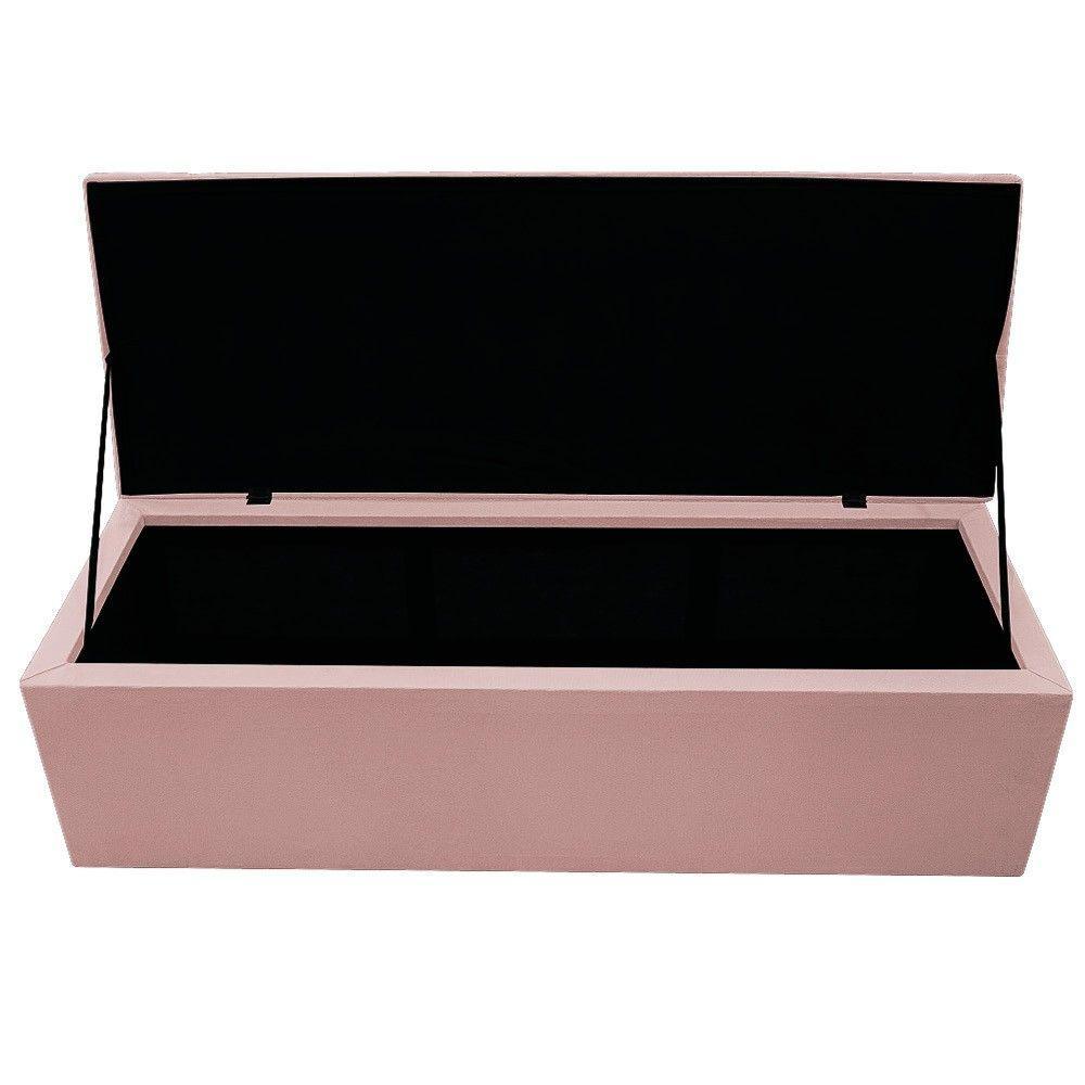 Calçadeira Baú Mel 160Cm Queen Size Com Capitonê Suede Rosê - 6
