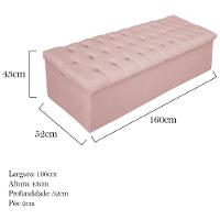 Calçadeira Baú Mel 160Cm Queen Size Com Capitonê Suede Rosê - 3