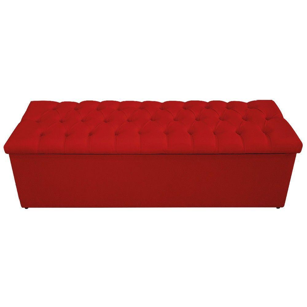 Calçadeira Baú Mel 195 Cm King Size Com Capitonê Vermelho - 4