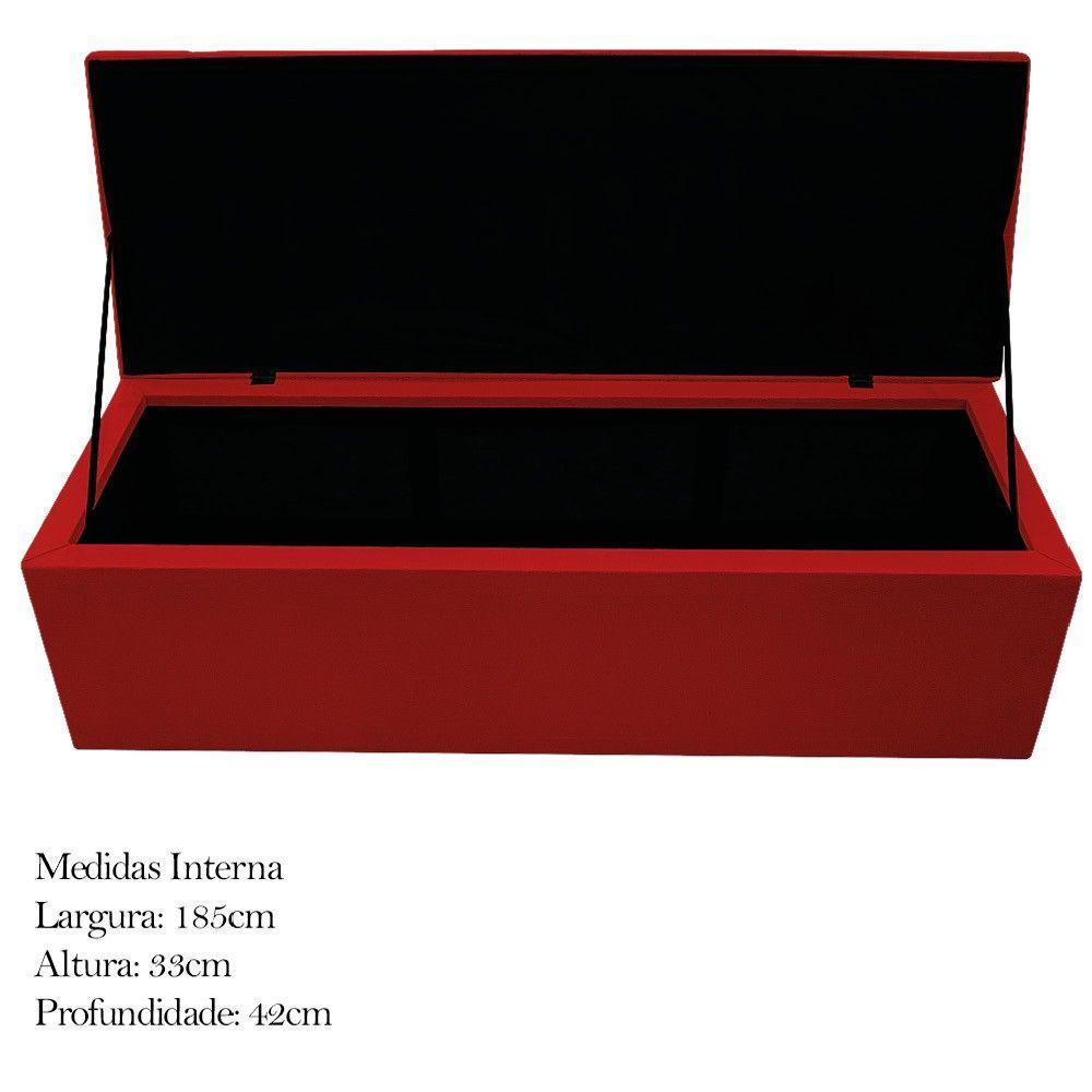Calçadeira Baú Mel 195 Cm King Size Com Capitonê Vermelho - 5